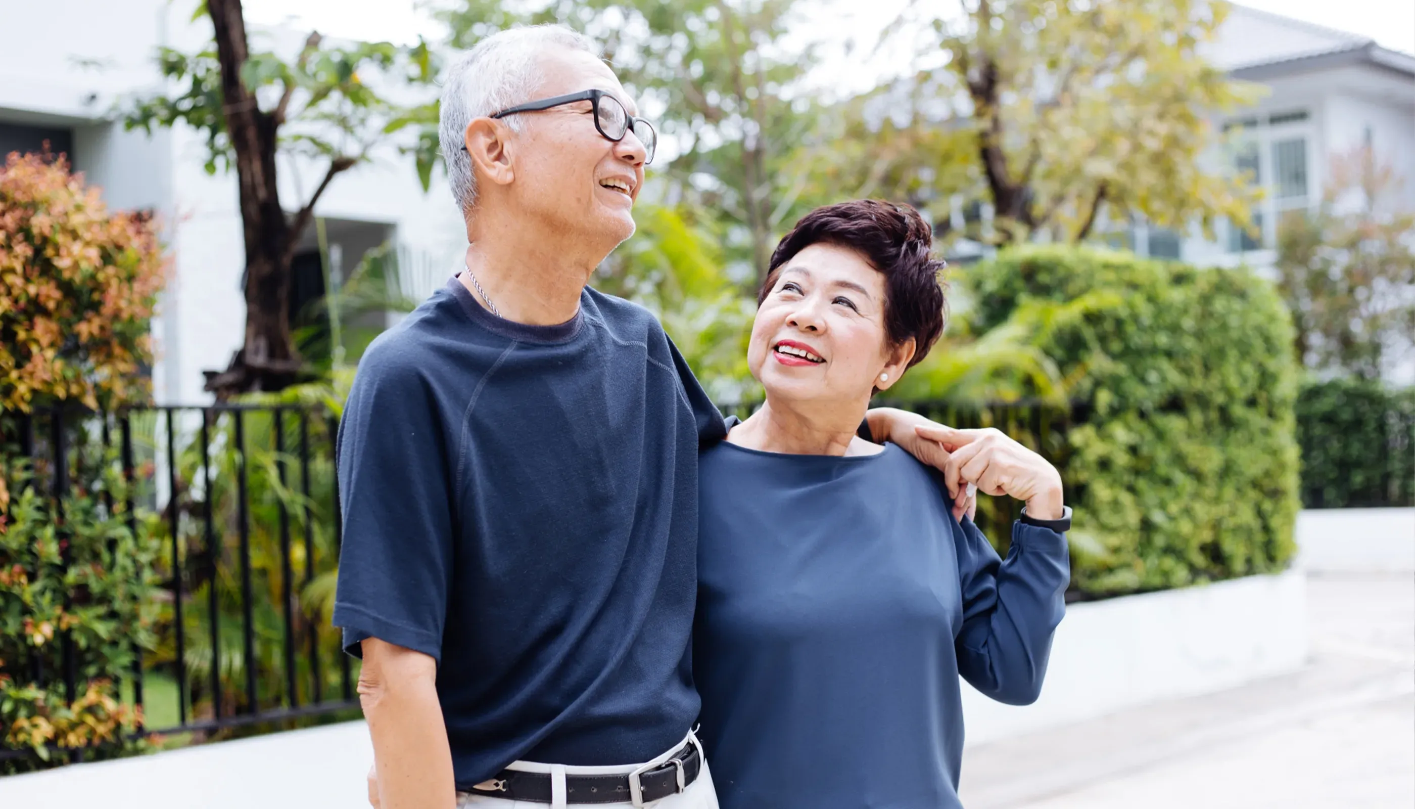 senior couple talking together